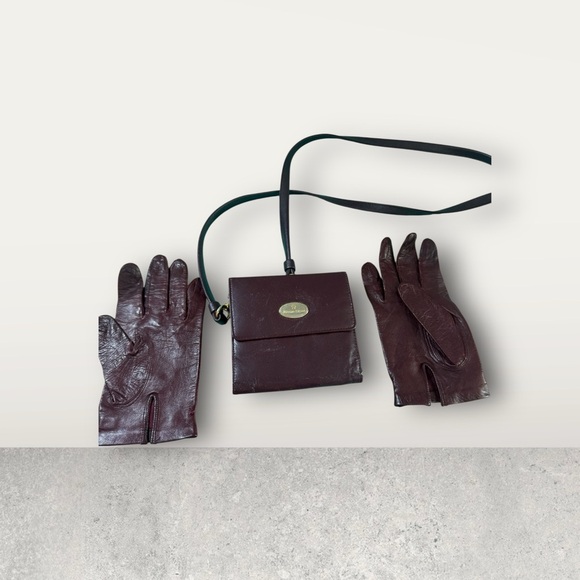 Vintage Etienne Aigner All in One Wallet Crossbody and Gloves Brown Leather - Picture 2 of 8